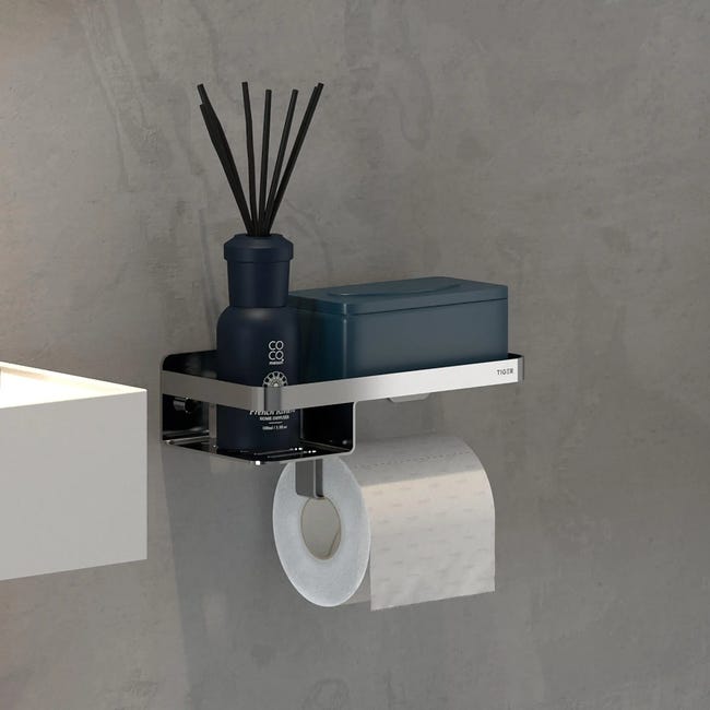Uchwyt na papier toaletowy z półką na telefon Caddy Tiger