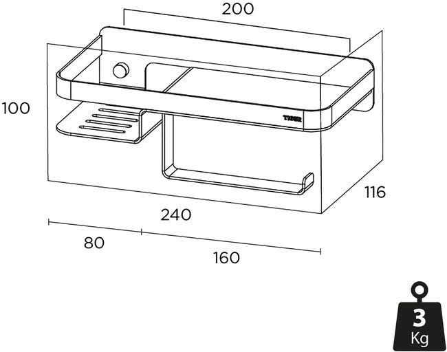 Uchwyt na papier toaletowy z półką na telefon Caddy Tiger