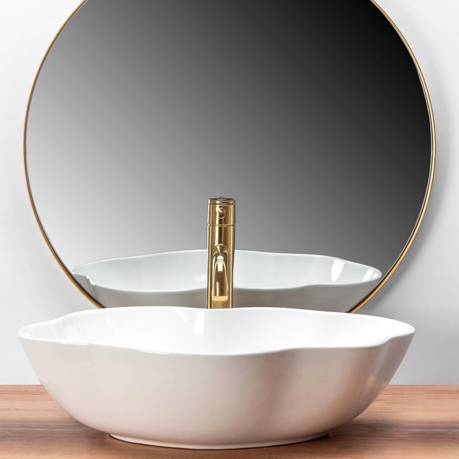 Umywalka ceramiczna nablatowa Pearl Biała 51 Rea