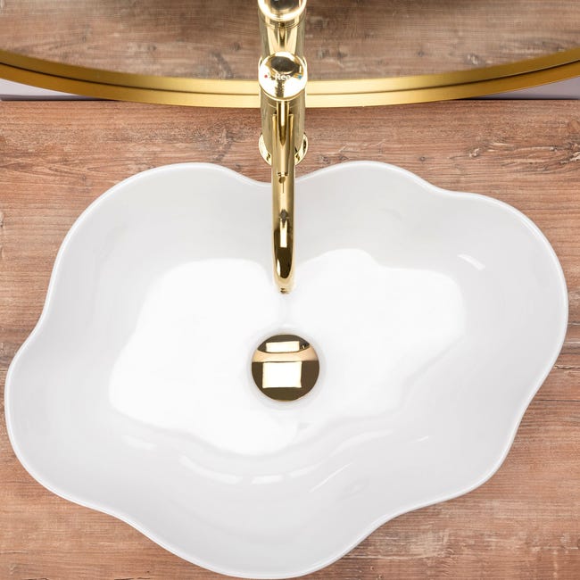 Umywalka ceramiczna nablatowa Pearl Biała 51 Rea