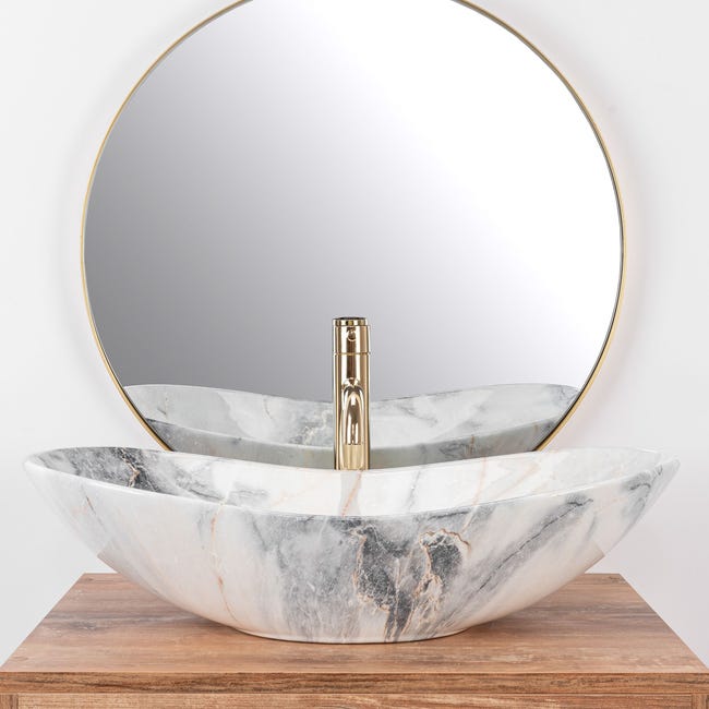Umywalka ceramiczna nablatowa Royal Granit Shiny 62.5 x 36 Rea