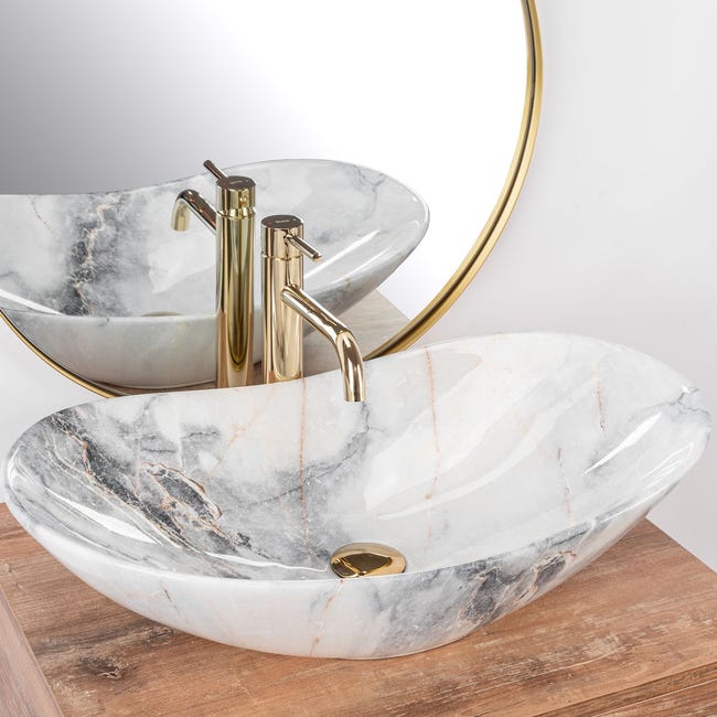 Umywalka ceramiczna nablatowa Royal Granit Shiny 62.5 x 36 Rea