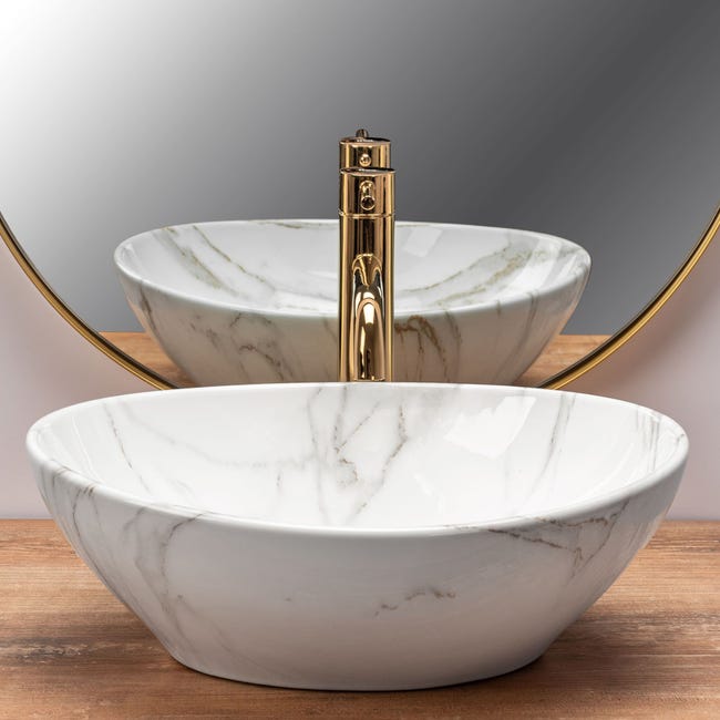 Umywalka ceramiczna nablatowa Shiny Aiax 41 x 34.5 Rea