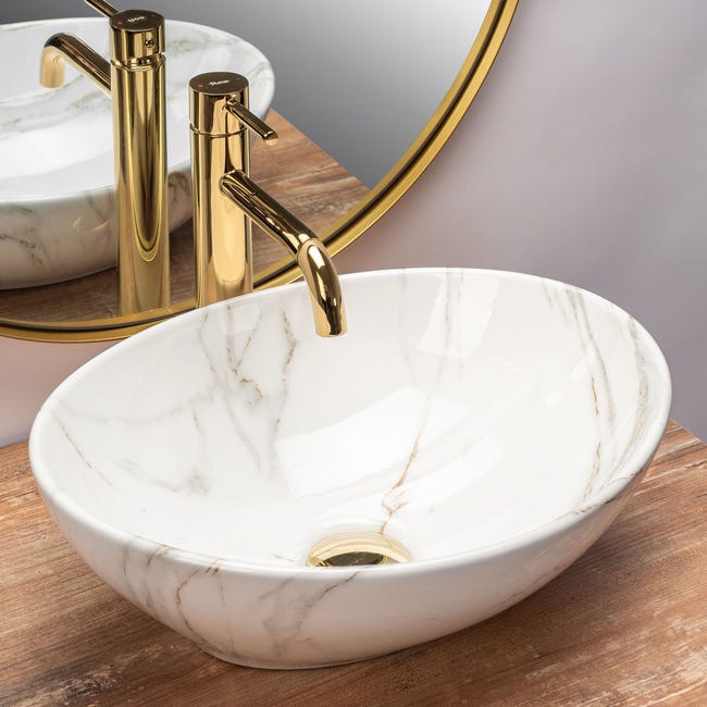 Umywalka ceramiczna nablatowa Shiny Aiax 41 x 34.5 Rea