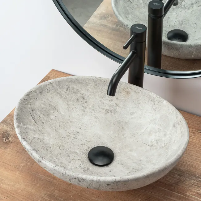 Umywalka ceramiczna nablatowa Sofia Light Stone 41 x 34 Rea