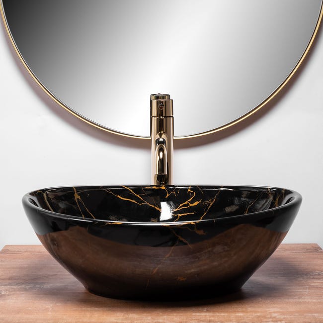 Umywalka ceramiczna nablatowa Sofia Marble 41 x 34.5 Rea