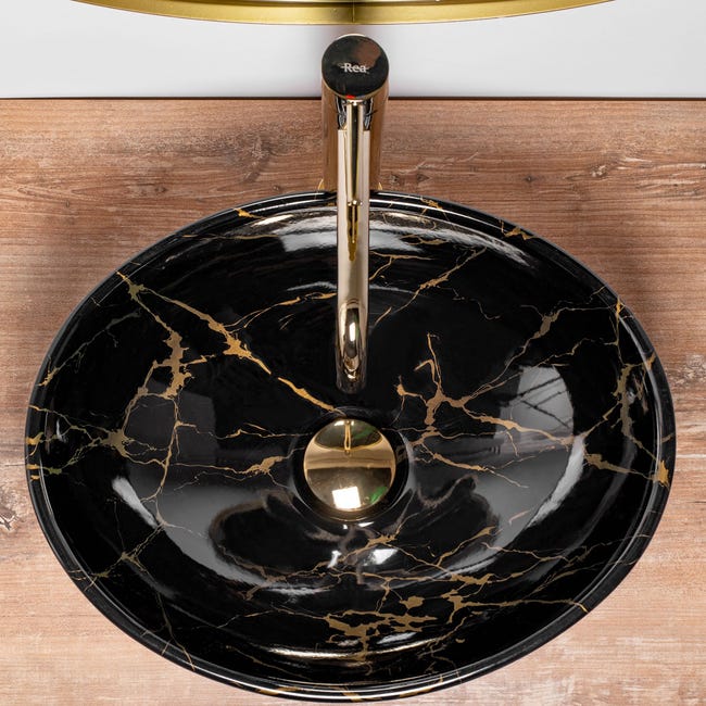 Umywalka ceramiczna nablatowa Sofia Marble 41 x 34.5 Rea