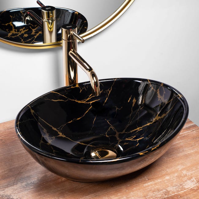 Umywalka ceramiczna nablatowa Sofia Marble 41 x 34.5 Rea