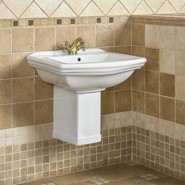 Umywalka ceramiczna z półpostumentem Kleopatra 14 60 x 47 Kerra