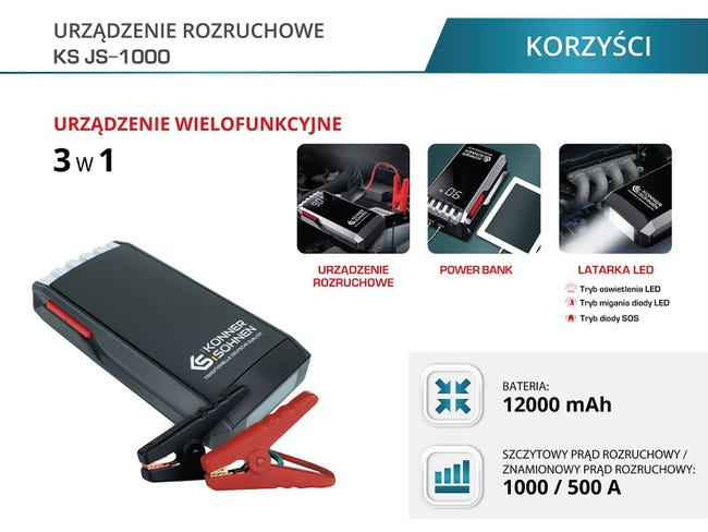 Urządzenie rozruchowe powerbank 1400A 18Ah KS JS-1400 AUTO-WELLE