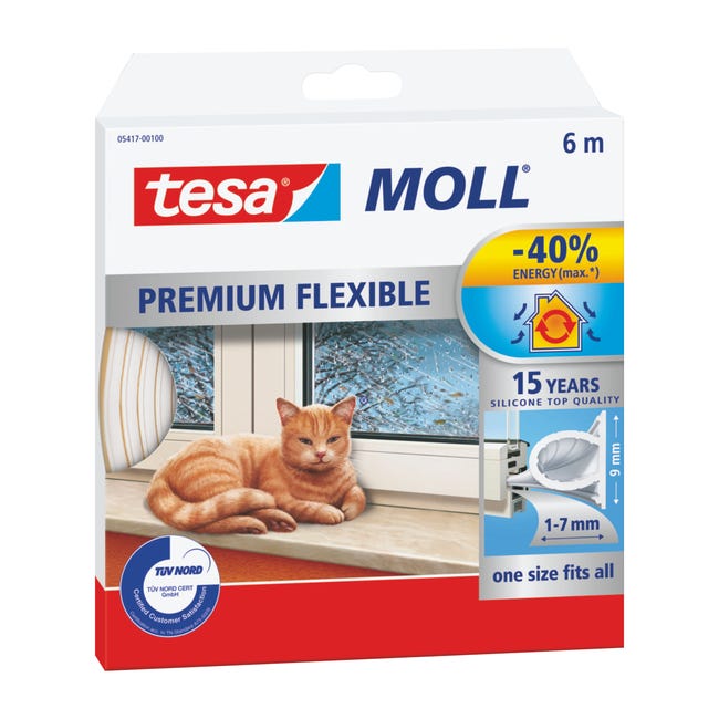 Uszczelka do drzwi i okien MOLL Profil Omega 6 m biała silikonowa TESA