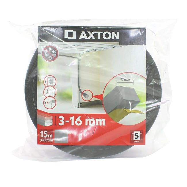 Uszczelka garażowa izolacyjna samoprzylepna 3-17 mm / 15 m szara AXTON