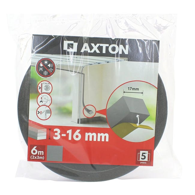 Uszczelka garażowa izolacyjna samoprzylepna 3-17 mm / 6 m szara AXTON