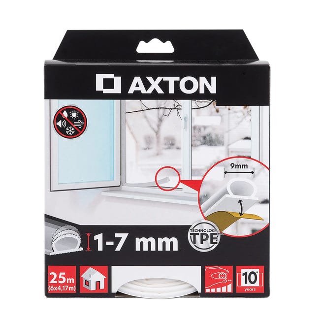 Uszczelka izolacyjna samoprzylepna 1-7 mm / 25 m biała AXTON