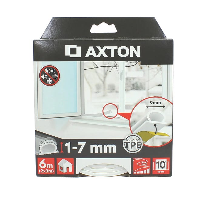 Uszczelka izolacyjna samoprzylepna 1-7 mm / 6 m biała AXTON