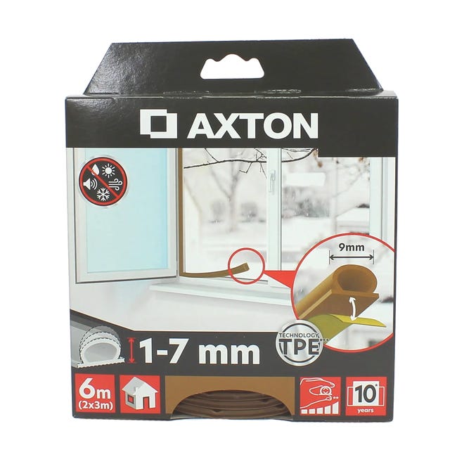 Uszczelka izolacyjna samoprzylepna 1-7 mm / 6 m brązowa AXTON