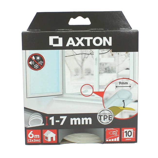 Uszczelka izolacyjna samoprzylepna 1-7 mm / 6 m transparentna AXTON
