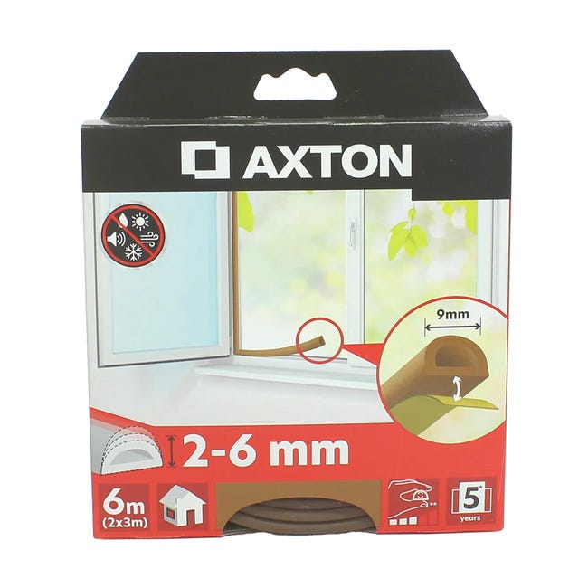 Uszczelka izolacyjna samoprzylepna Profil D 2-6 mm / 6 m brązowa AXTON