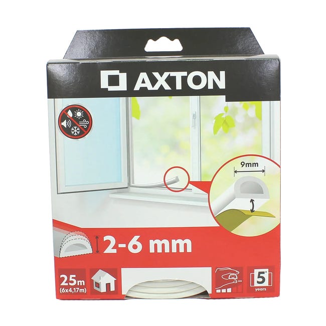 Uszczelka izolacyjna samoprzylepna Prtofil D 2-6 mm / 25 m biała AXTON