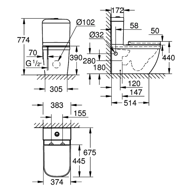 WC kompakt Vortex  Grohe