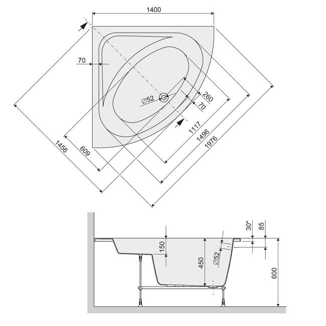 Wanna narożna Modawave 140 X 140 Sanplast