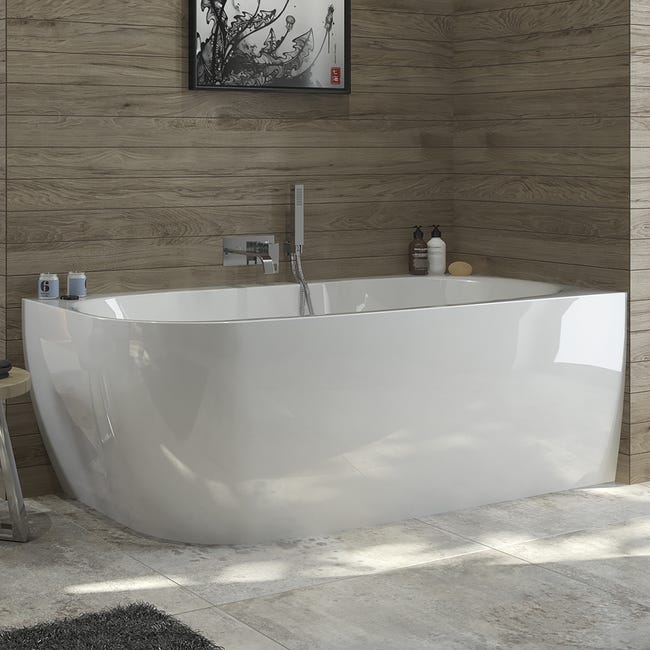Wanna prostokątna z obudową prawa Luxo Owal 180 x 80 Sanplast