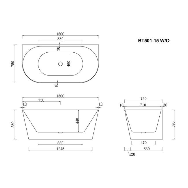Wanna wolnostojąca BT501-15 W/O Bravat