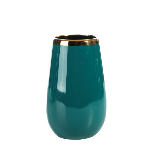 Wazon ceramiczny Maja wys. 19.7 cm turkusowo-złoty