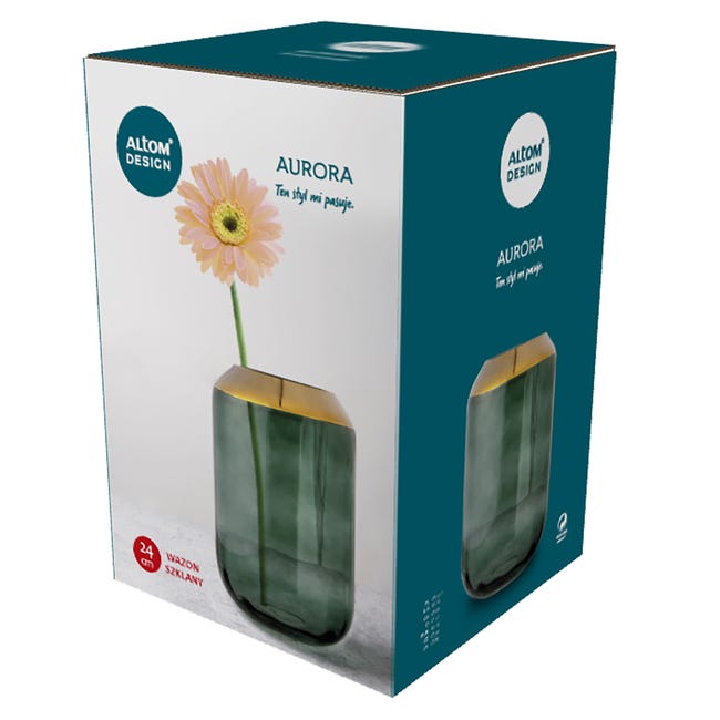 Wazon szklany Aurora wys. 24 cm zielony