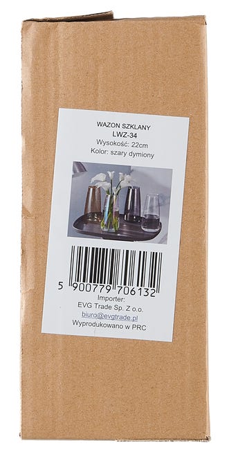 Wazon szklany dymiony wys. 22 cm szary