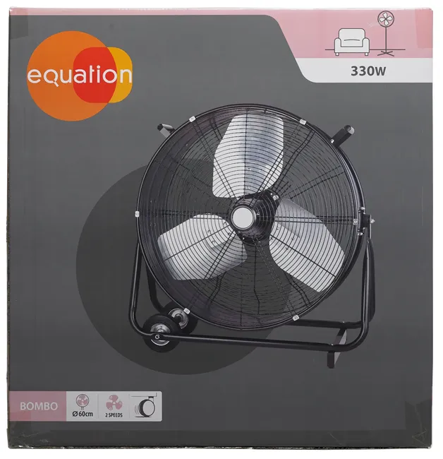 Wentylator podłogowy cyrkulacyjny bębnowy 60 cm 330W czarny SFDC2-600CT0-ERP Equation