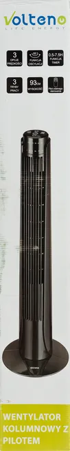 Wentylator stojący kolumnowy 75 cm 45W z pilotem czarny Volteno