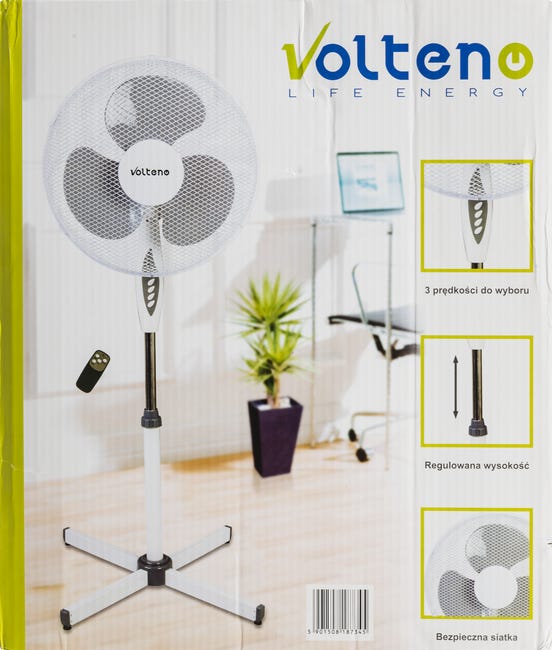 Wentylator stojący podłogowy 40 cm 40W z pilotem białobeżowy Volteno
