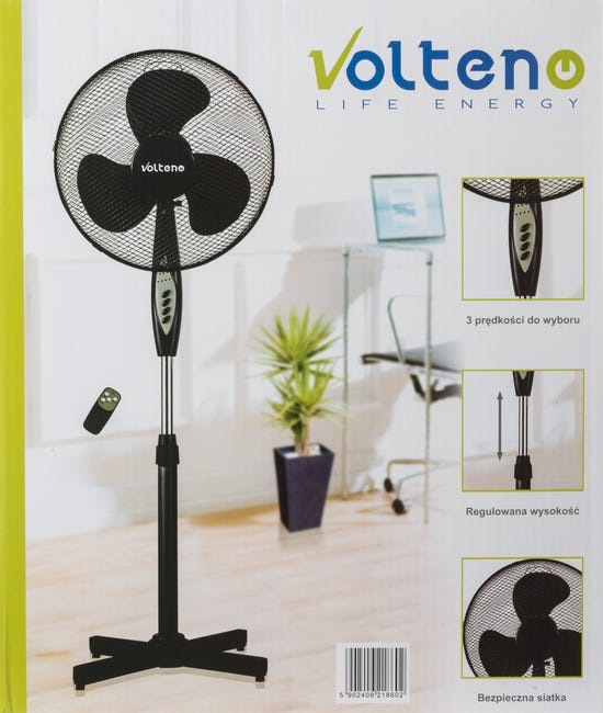 Wentylator stojący podłogowy 40 cm 40W z pilotem czarny Volteno