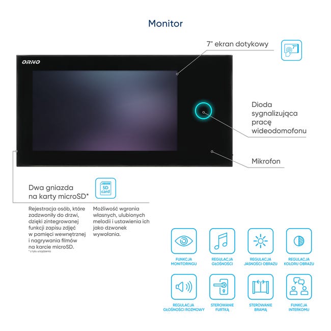 Wideodomofon WI-FI RFID OR-VID-WI-1068/B ORNO