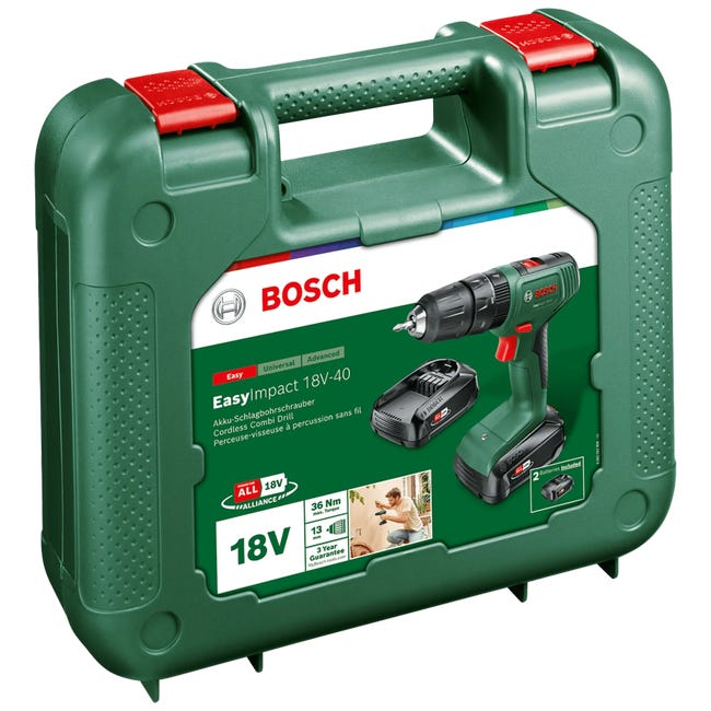 Wiertarko-wkrętarka akumulatorowa z udarem Bosch EasyImpact 18V-40 2x2Ah