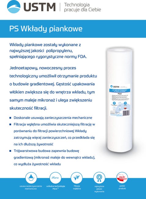 Wkład do filtra piankowy 10” 5 mikronów PS5 USTM