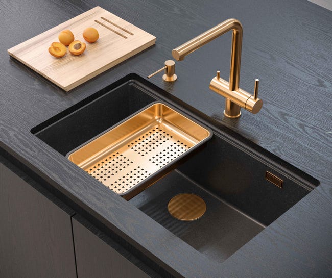 Wkładka ociekowa do zlewozmywaka 380 x 230 mm miedziana Quadron