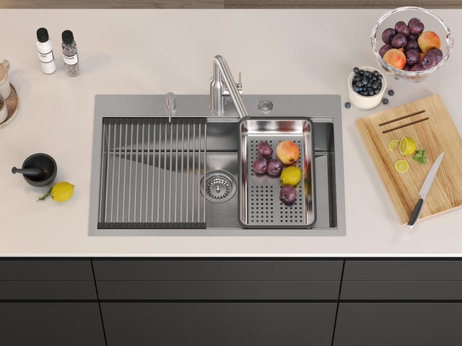 Wkładka ociekowa do zlewozmywaka 380 x 230 mm stalowa Quadron