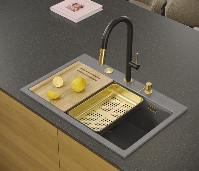 Wkładka ociekowa do zlewozmywaka 380 x 230 mm złota Quadron