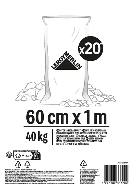 Worek na gruz 40 kg 60x100 cm 20 sztuk 
