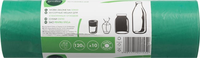 Worki na śmieci 120l 10szt. zielone Geolia
