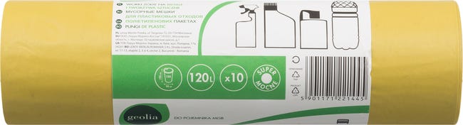 Worki na śmieci 120l 10szt. żółte Geolia