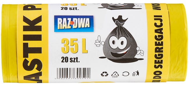 Worki na śmieci PLASTIK 35 l 20 szt. żółte MALWO