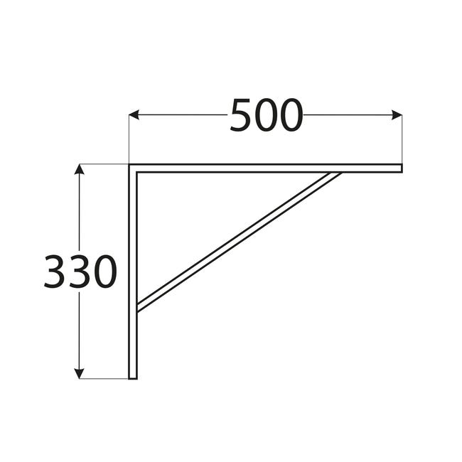 Wspornik półki 33 x 50 cm wzmocniony WSWP srebrny