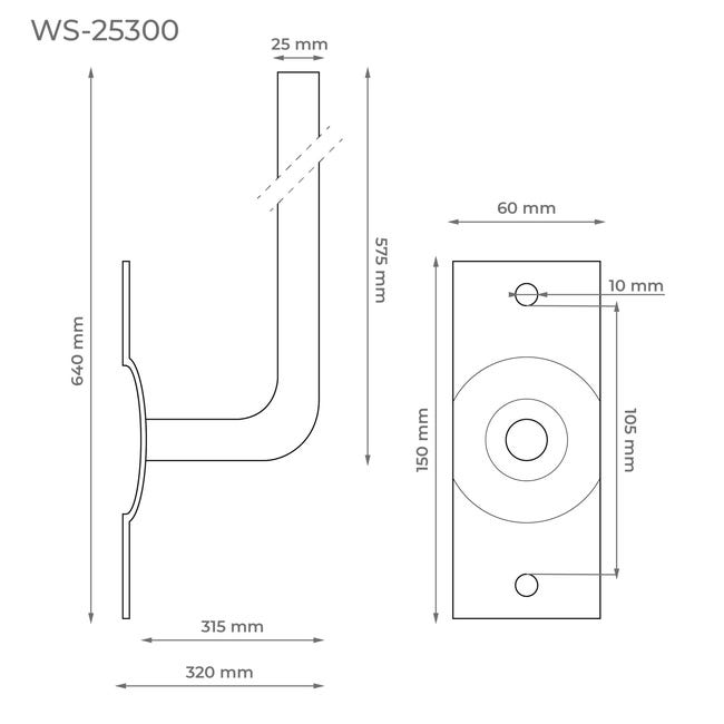 Wspornik ścienny do anten 25 mm TV/SAT/GSM LMWS25300 300 / 570 mm EVOLOGY