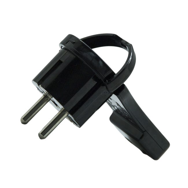 Wtyczka męska EF 2P+Z płaska Czarna 1.5mm2 MAX