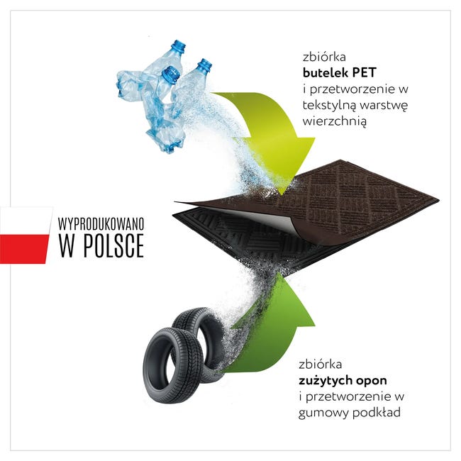 Wycieraczka Rambo 63 x 43 cm szara gumowa z recyklingu