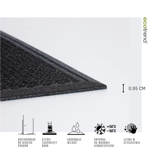 Wycieraczka Soft Step Plain 60 x 40 cm czarna z recyklingu