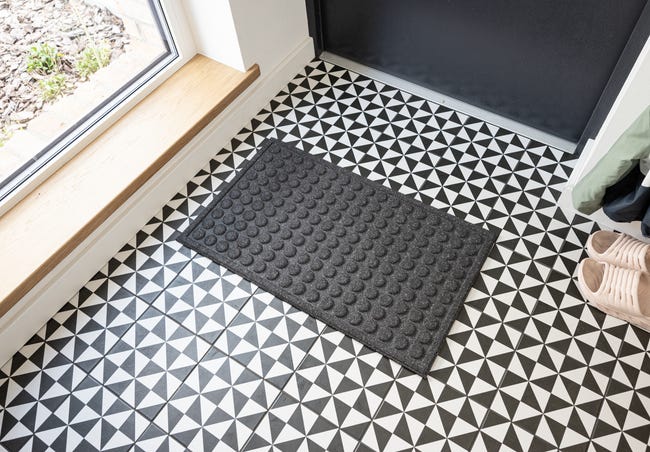 Wycieraczka wewnętrzna Rounds 80 x 50 cm szara z recyklingu